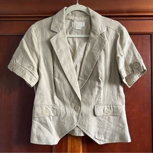 Michael Kors Women’s Short Sleeve Khaki One Button Blazer Jacket Size 14 Y2K